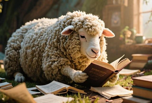 linda ovelha adulta acumuando conhecimento